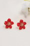 Heliophilia Silver Pendientes de Piedra Zirconia Roja